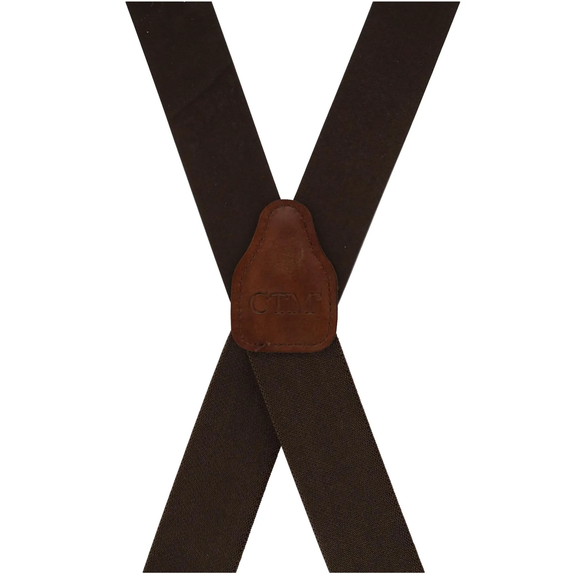 CTM® Men's Big & Tall Wide Leather Suspenders with Swivel Hook Ends