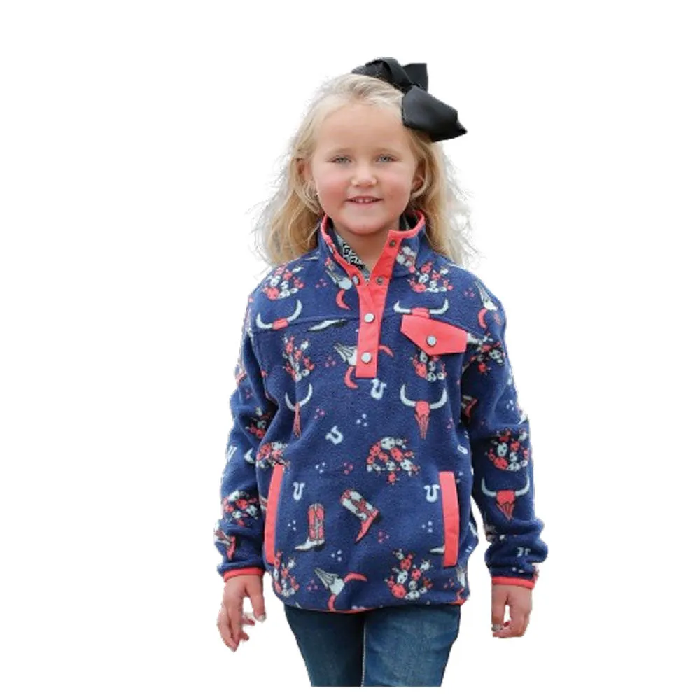 CWK8720004 Cruel Girl Girls' Polar Fleeve Pullover - Navy Print