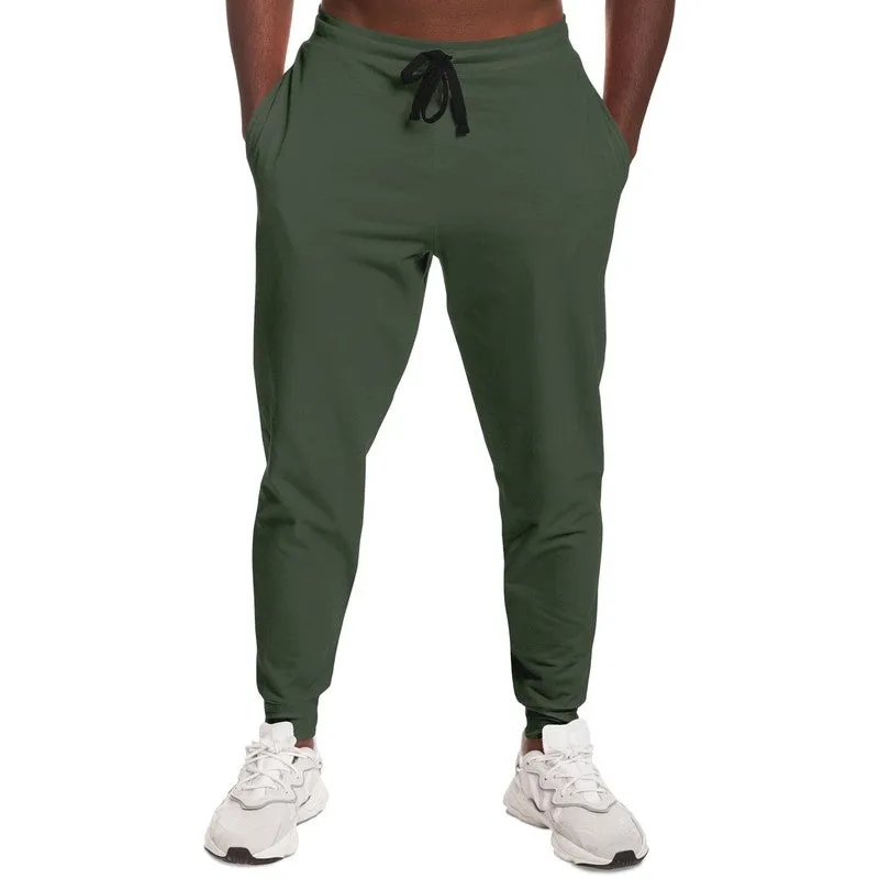 Dark Warm Green Joggers | Unisex | with PLUS sizes | Dark Pale Pastel Warm Green | C15M0Y30K80