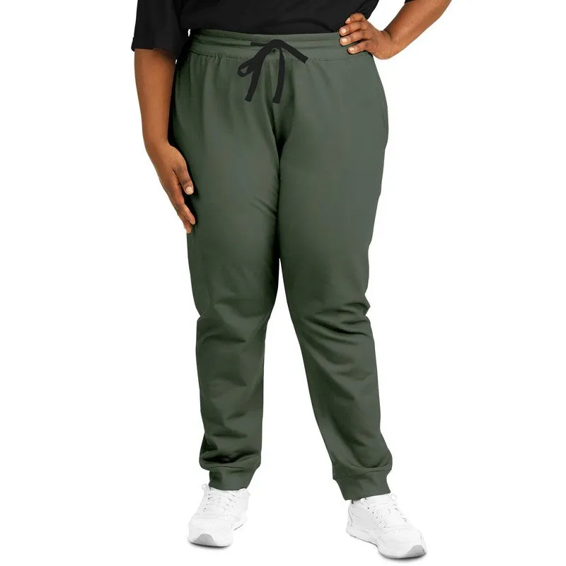 Dark Warm Green Joggers | Unisex | with PLUS sizes | Dark Pale Pastel Warm Green | C15M0Y30K80