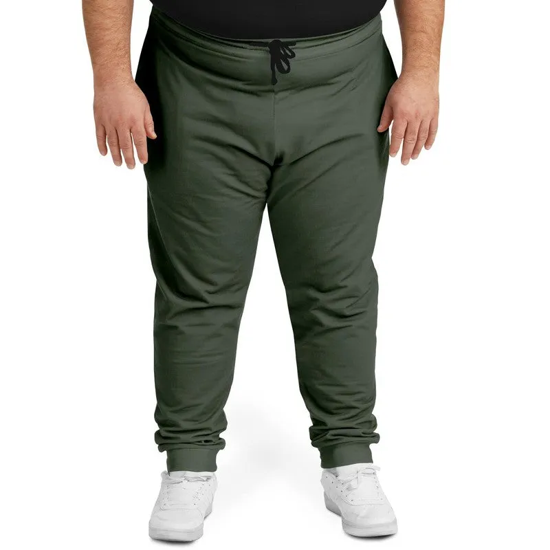 Dark Warm Green Joggers | Unisex | with PLUS sizes | Dark Pale Pastel Warm Green | C15M0Y30K80