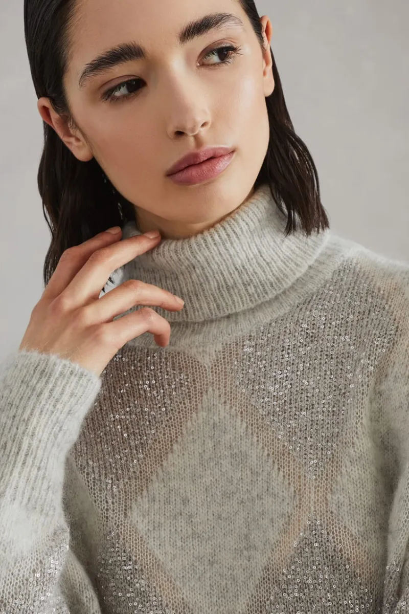 Dazzling Argyle Turtleneck