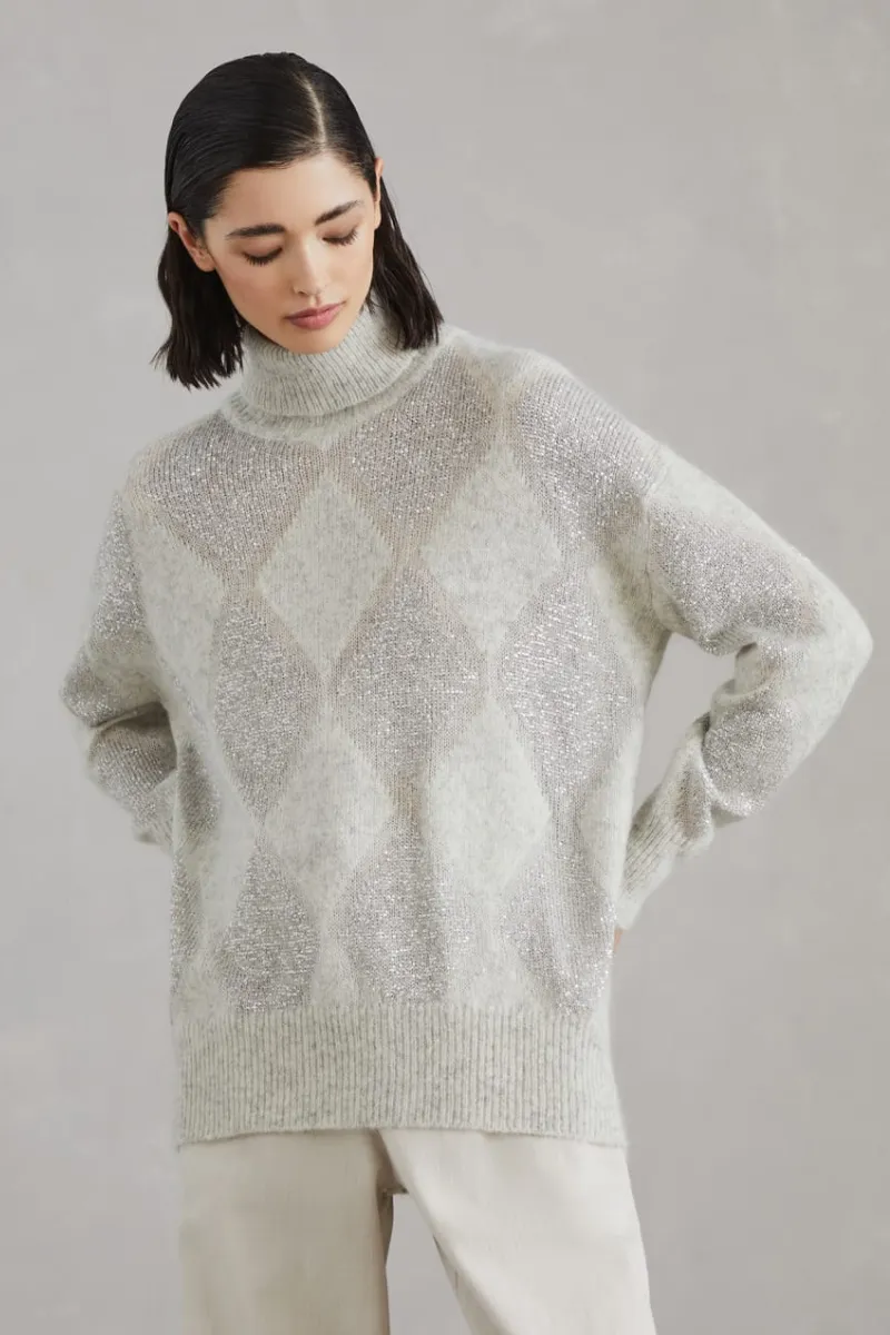 Dazzling Argyle Turtleneck