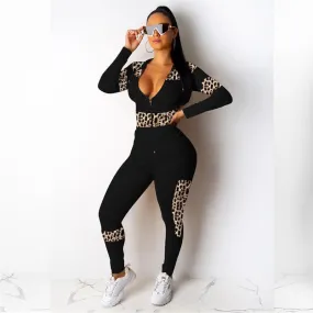 Deep V-neck Crop Top High Waist Skinny Pants Set