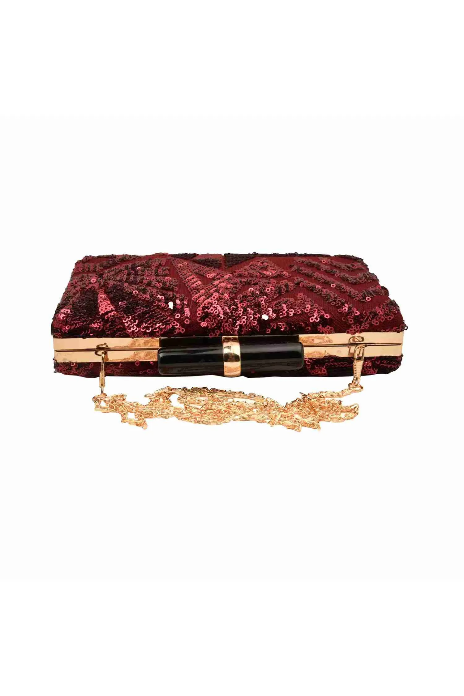 Deep Wine Sequins Party Clutch