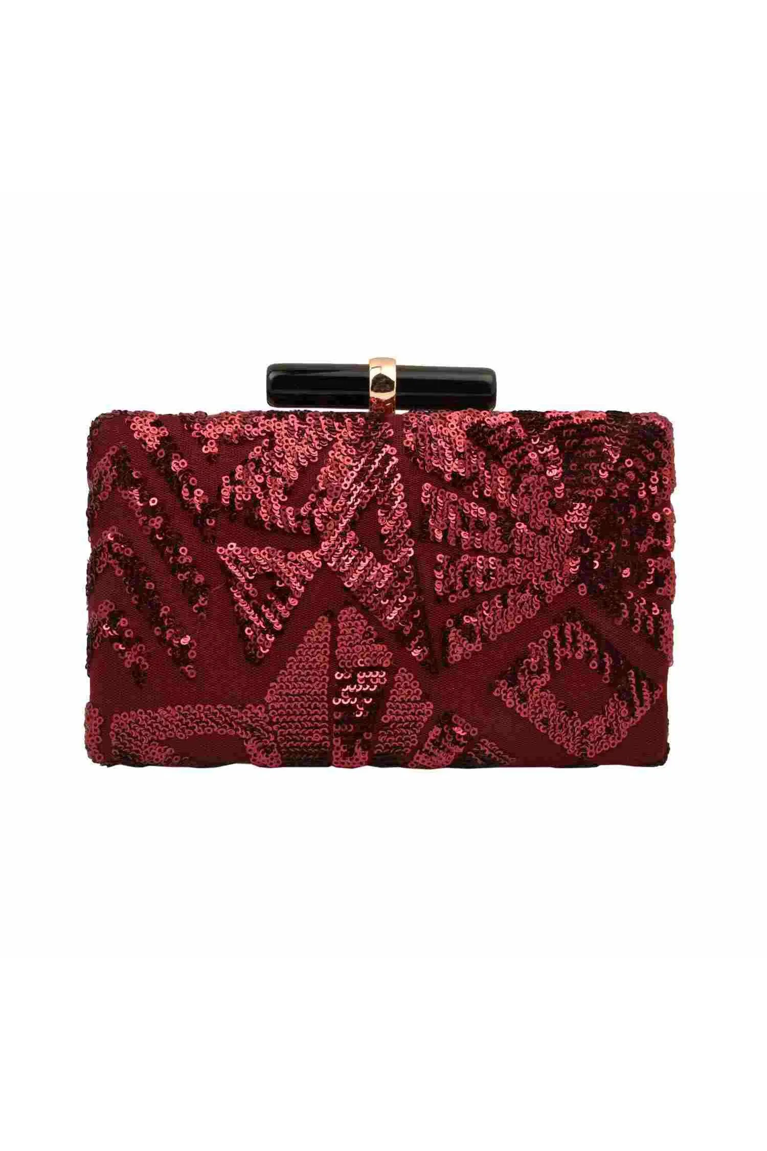 Deep Wine Sequins Party Clutch