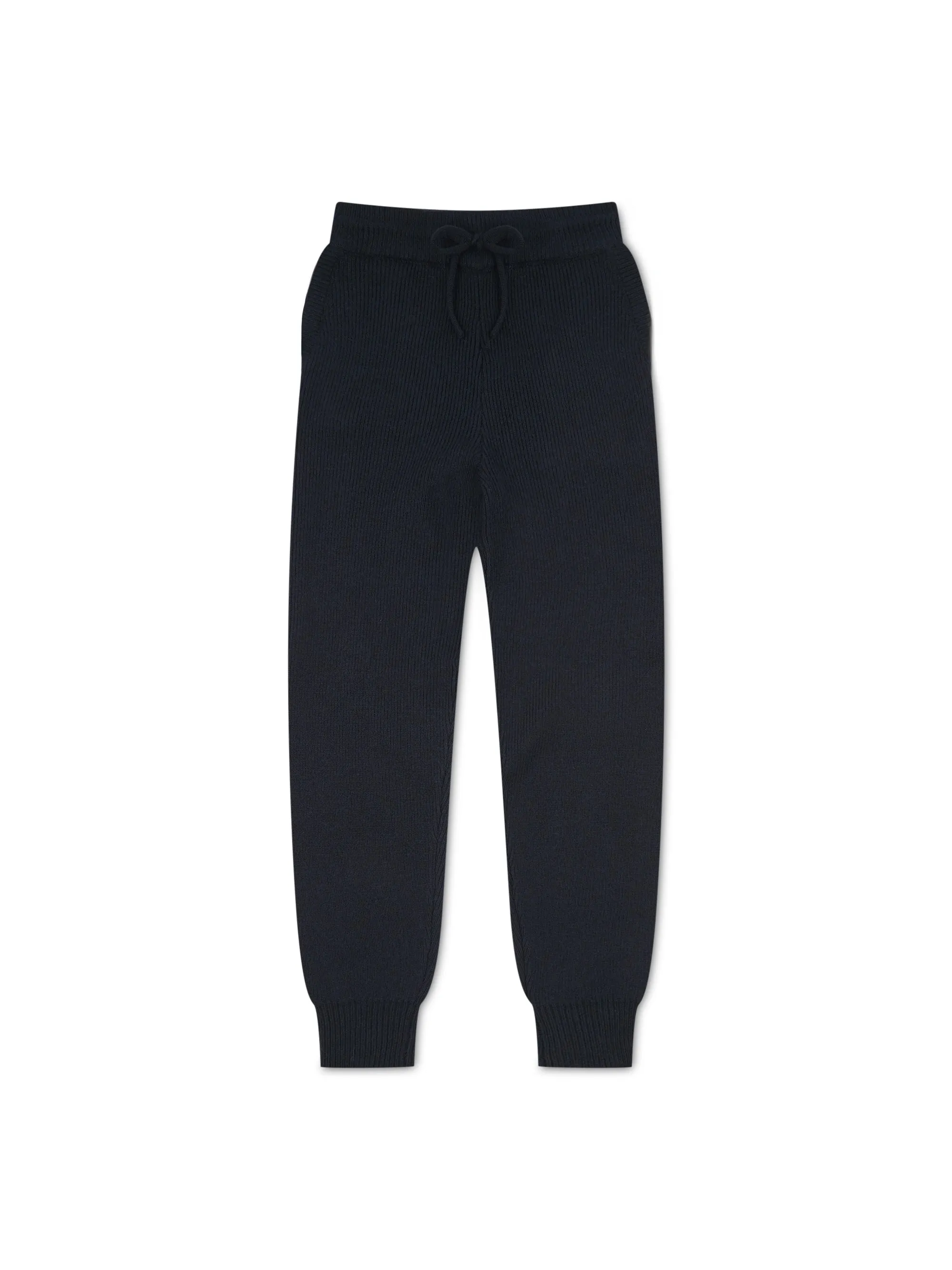 'DELPHINE' CUFF DETAIL KNITTED JOGGERS NAVY