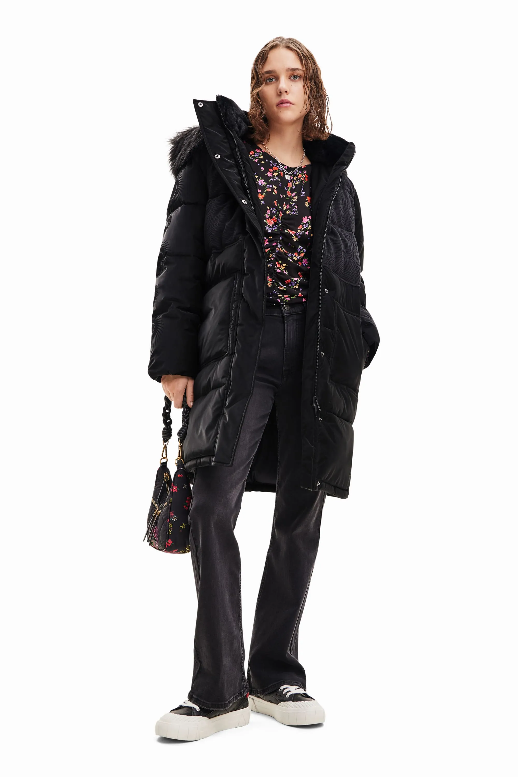 Desigual Padded Kelowna Puffer Coat with Furry Collar 23WWEW98