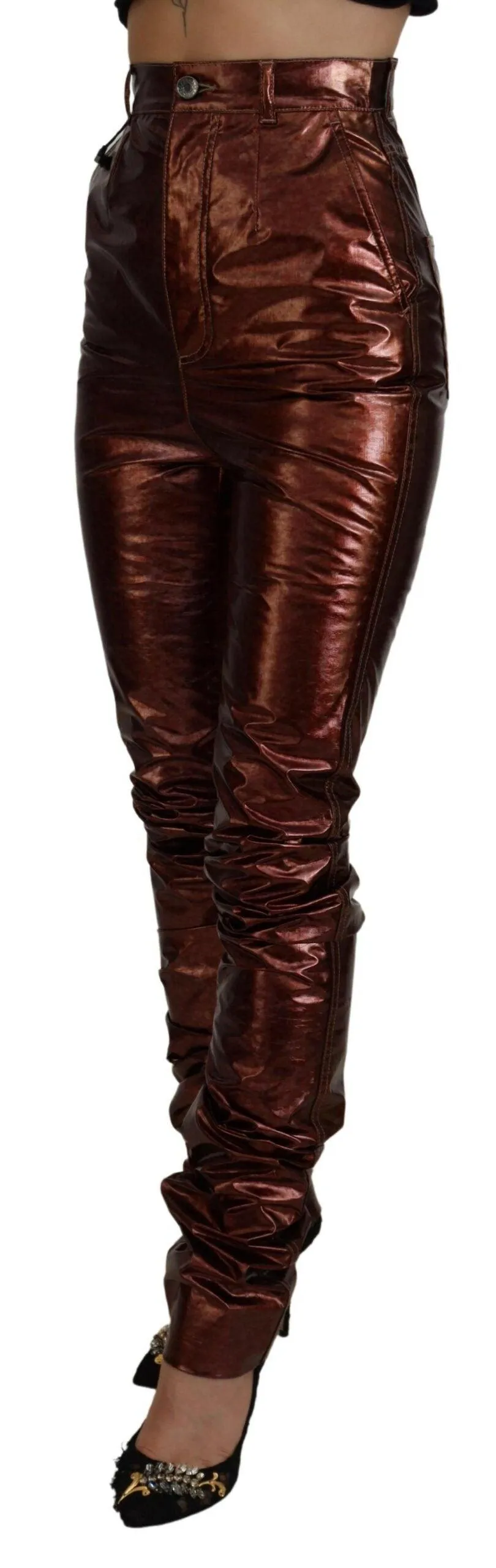 Dolce & Gabbana Metallic Bronze High Waist Skinny Jeans