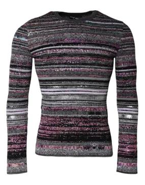 Dolce & Gabbana Multicolor Stripes Crew Neck Pullover Sweater