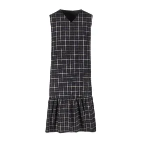 dress plaid jumper low ruffle - blue