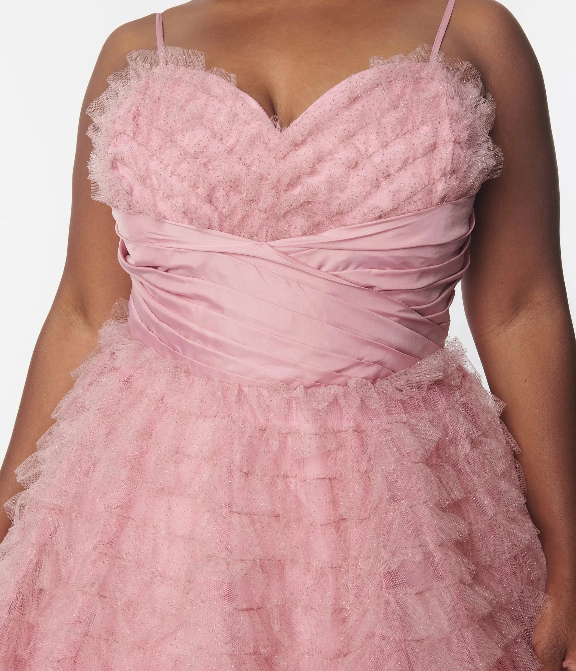 Dusty Rose Glitter Tulle Cupcake Swing Dress by Unique Vintage