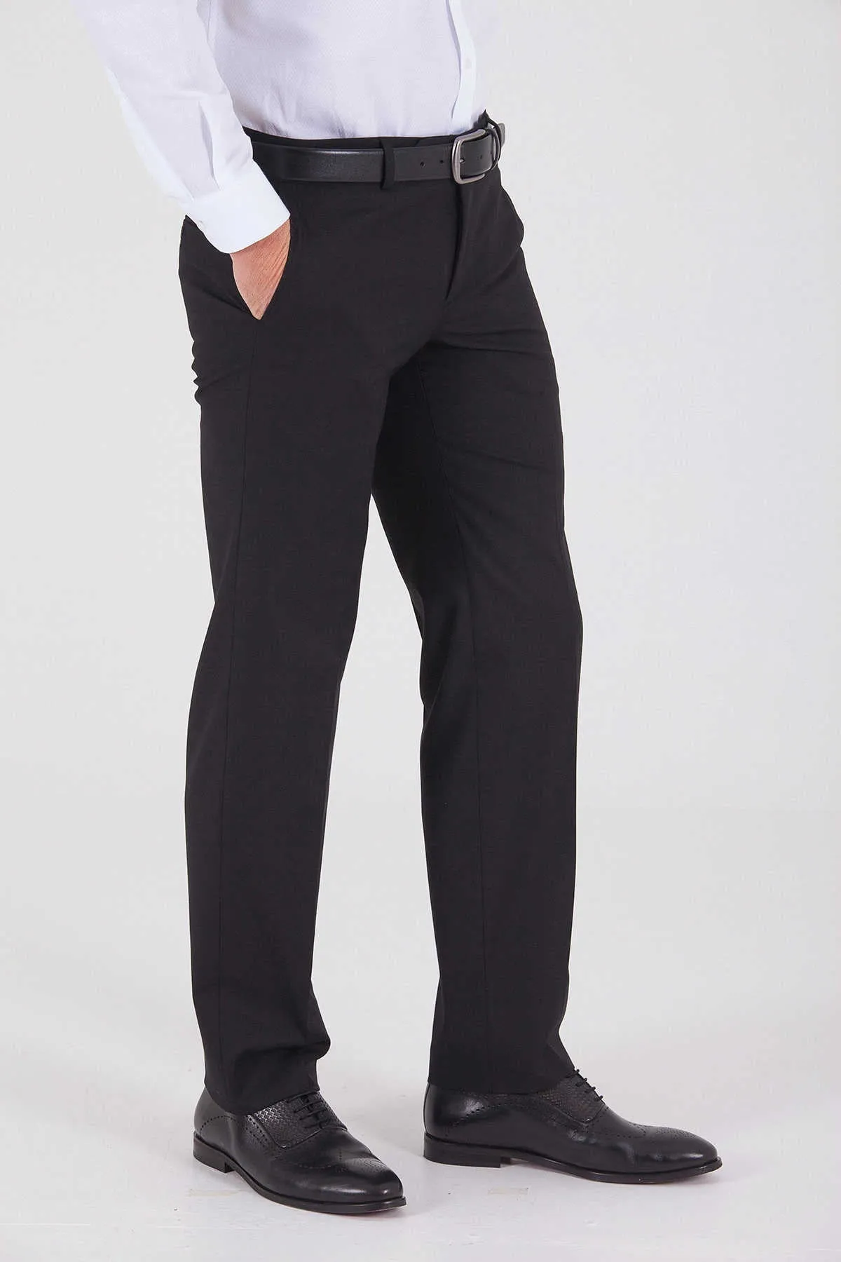 Dynamic Fit Side Pocket Low Waist Black Dress Pants