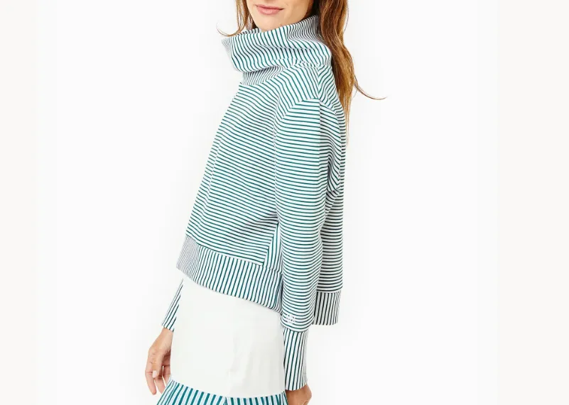 Everyother Day Pullover in Super White/Ivy Stripe by ADDISON BAY