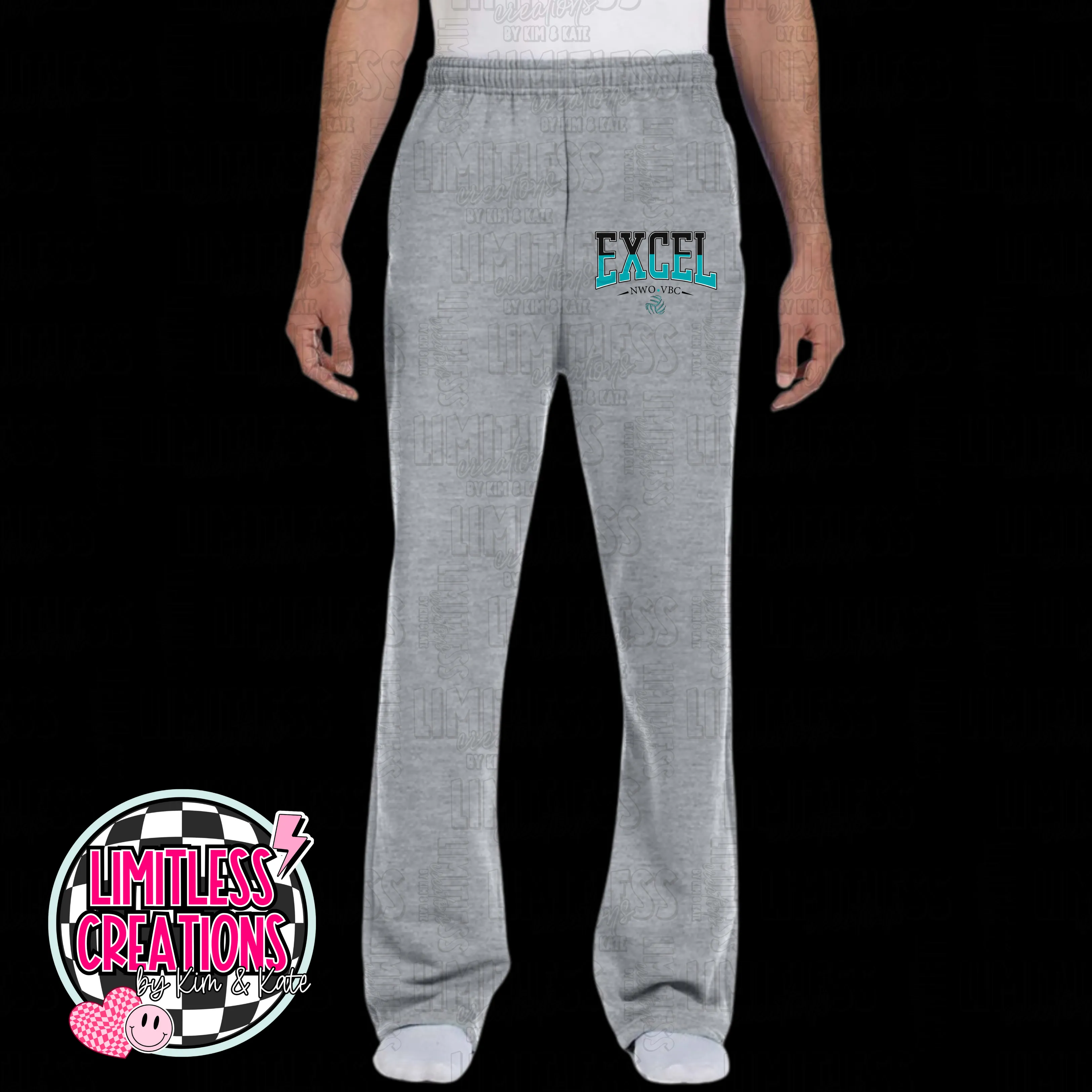 Excel Volleyball Open Bottom Sweatpants with pockets