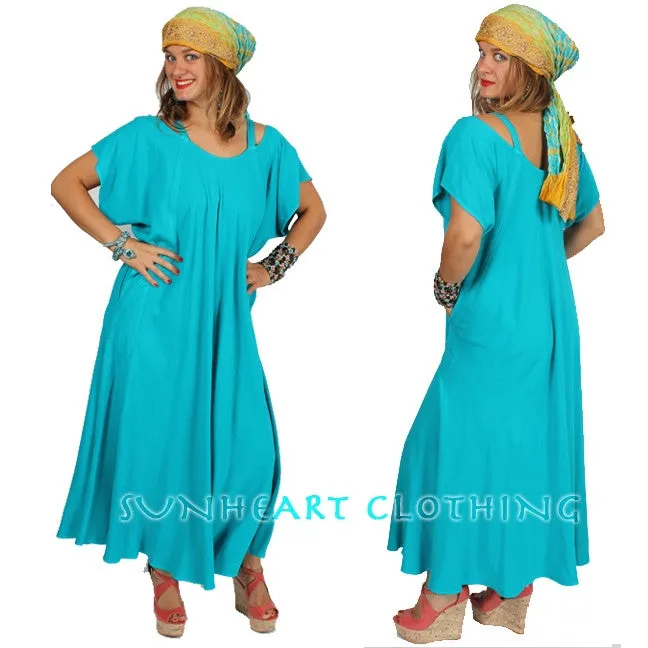 Farfala Cold Shoulder Dress Moroccan Cotton Sml-7X Custom Dye