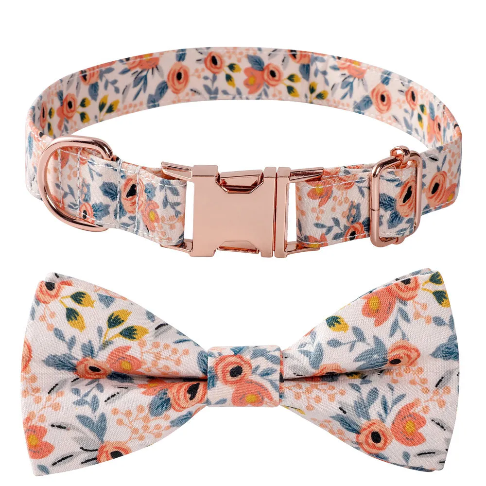 Floral Rose Gold Buckle Dog Collar