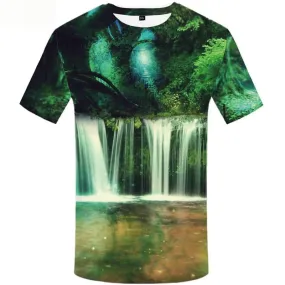 Forest T-shirts Men Green Tshirts Print Harajuku T-shirt 3d Reflection Tshirt Anime