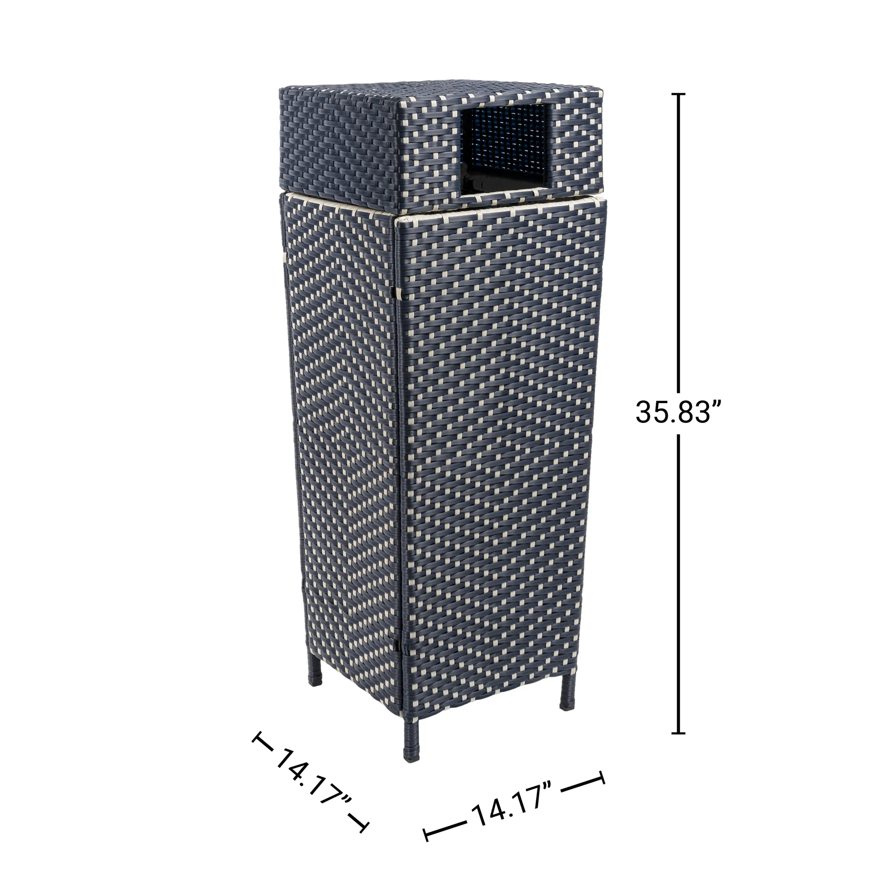 Frostbloom Modern 24.13-Gallon All-Weather Wicker/Metal Lidded Hideaway Outdoor Trash Can