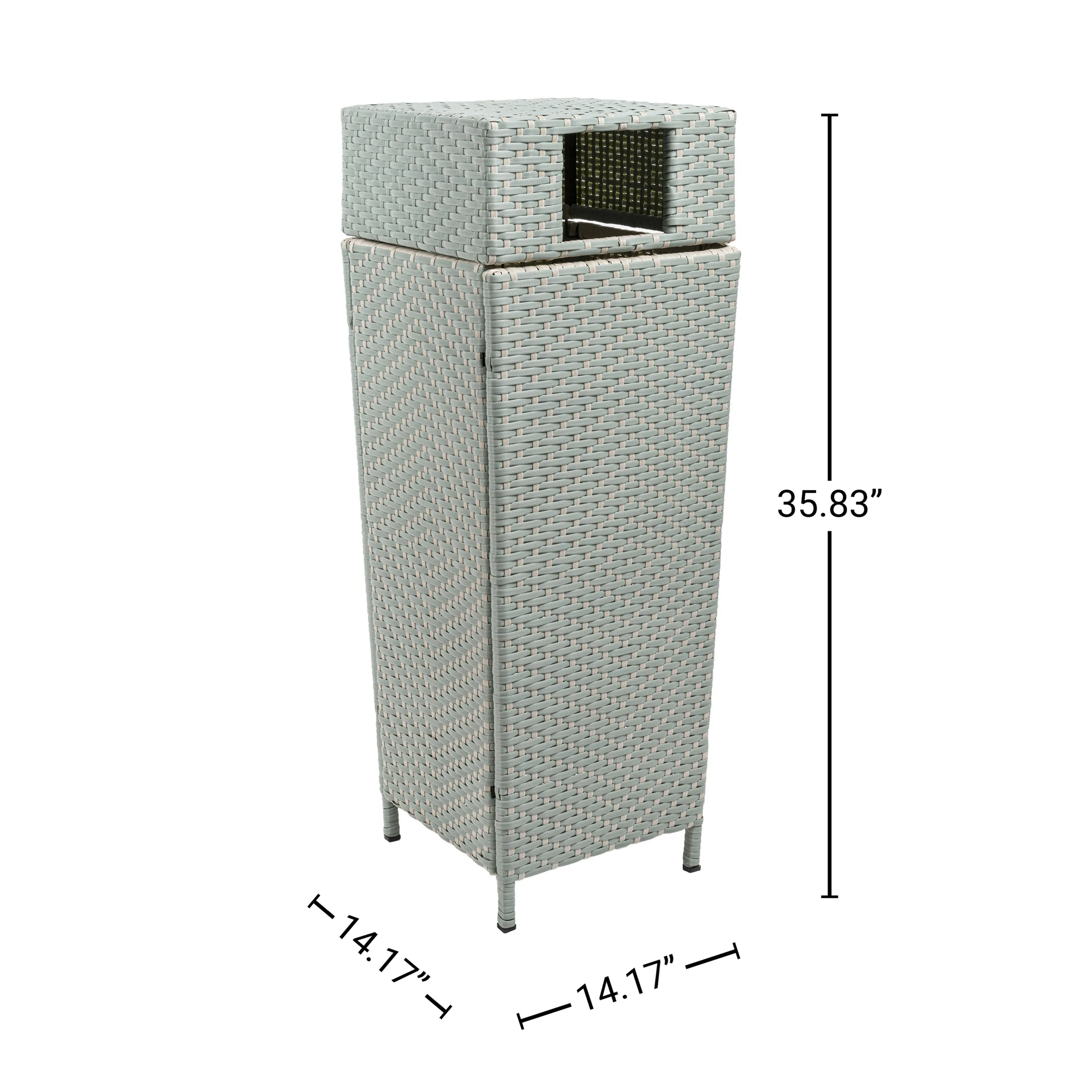 Frostbloom Modern 24.13-Gallon All-Weather Wicker/Metal Lidded Hideaway Outdoor Trash Can