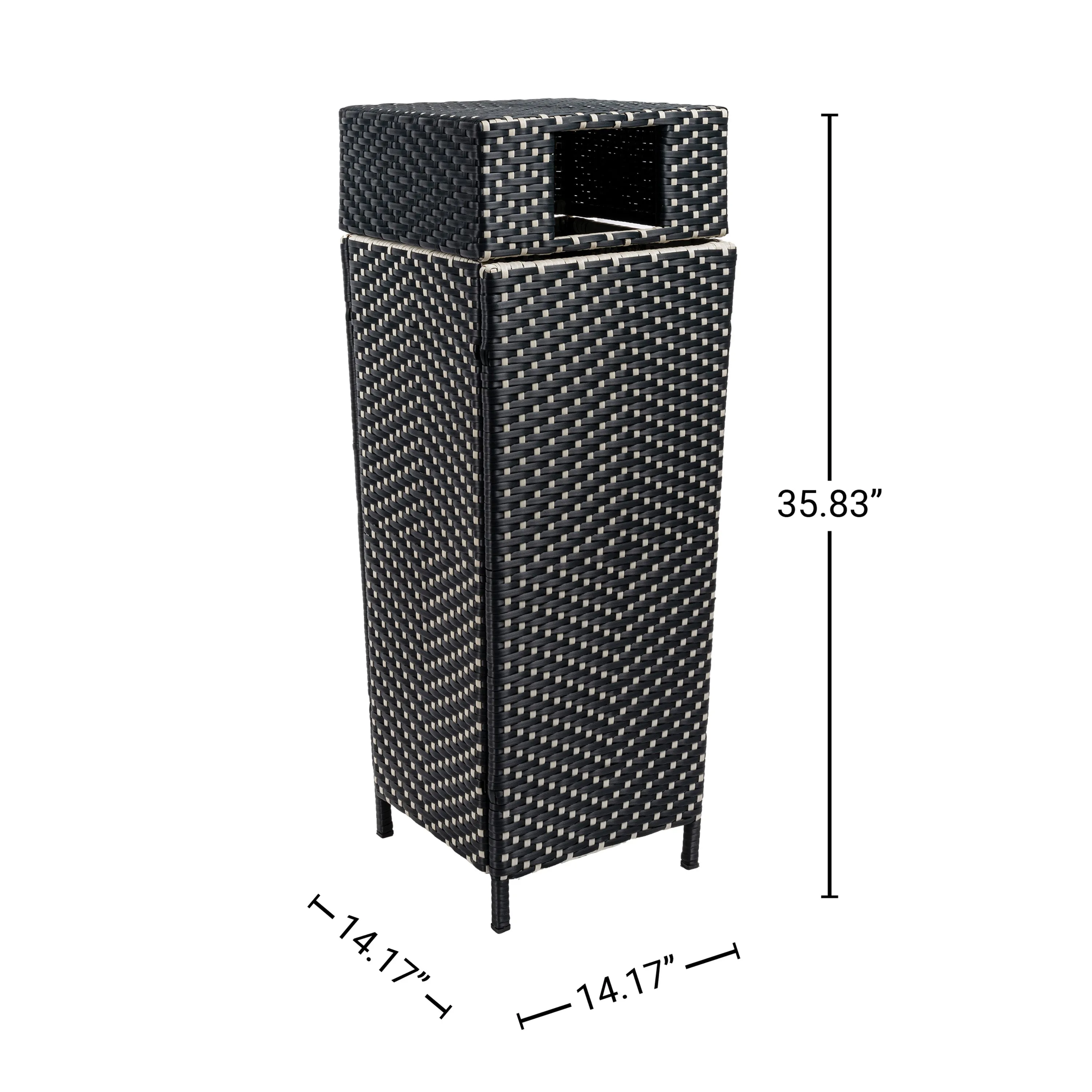 Frostbloom Modern 24.13-Gallon All-Weather Wicker/Metal Lidded Hideaway Outdoor Trash Can