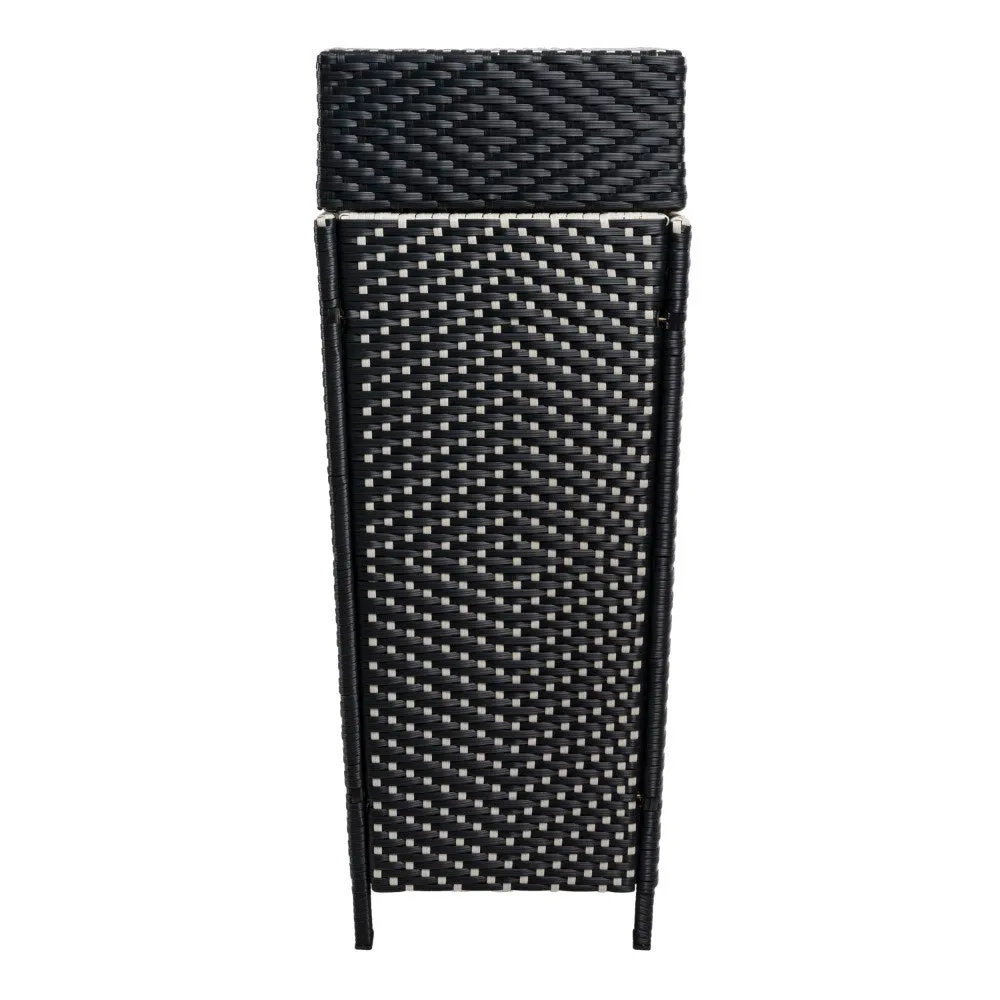 Frostbloom Modern 24.13-Gallon All-Weather Wicker/Metal Lidded Hideaway Outdoor Trash Can