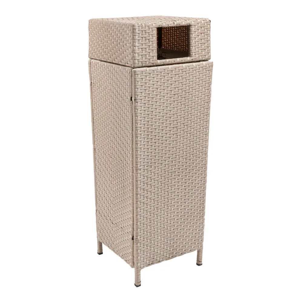 Frostbloom Modern 24.13-Gallon All-Weather Wicker/Metal Lidded Hideaway Outdoor Trash Can