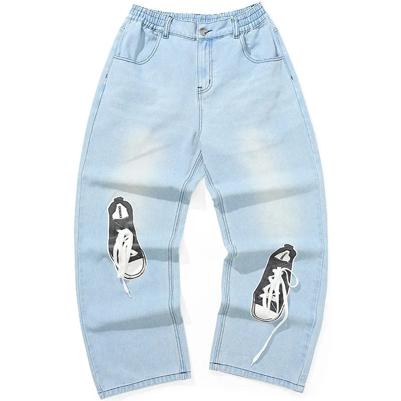 Funny 3D Print  Straight Denim Pants