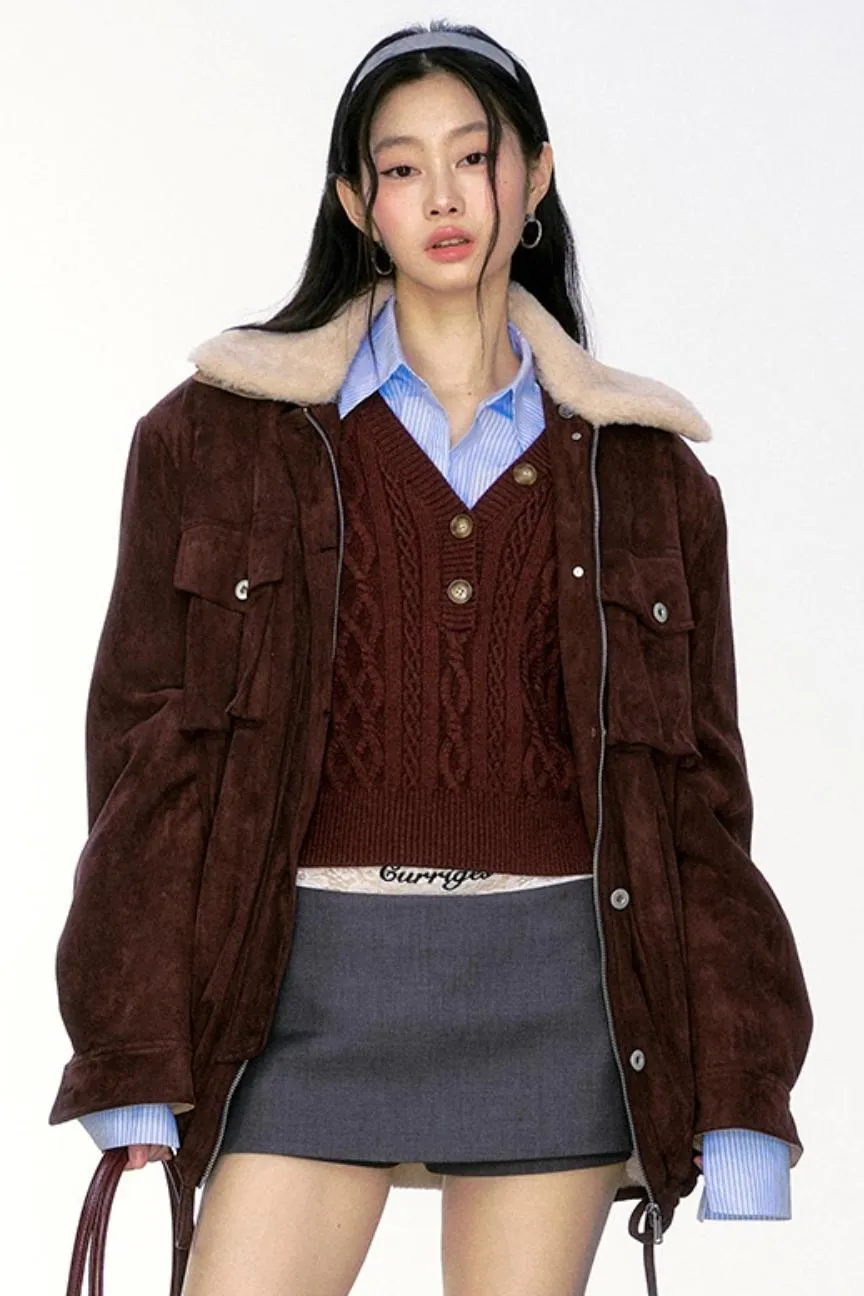 Fur Collar Suede Thick Jacket