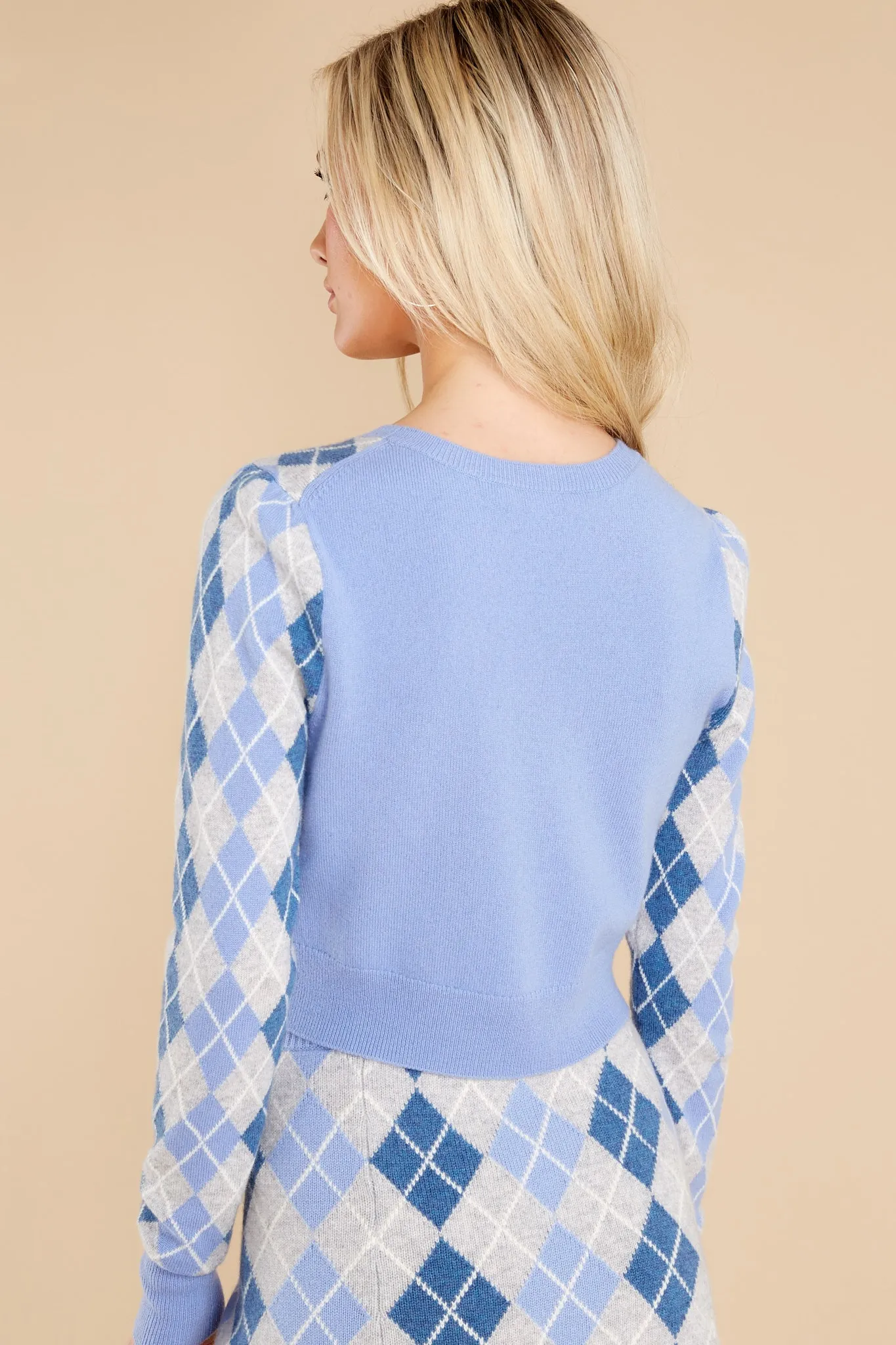 Glinda Light Blue Multi Cropped Pullover