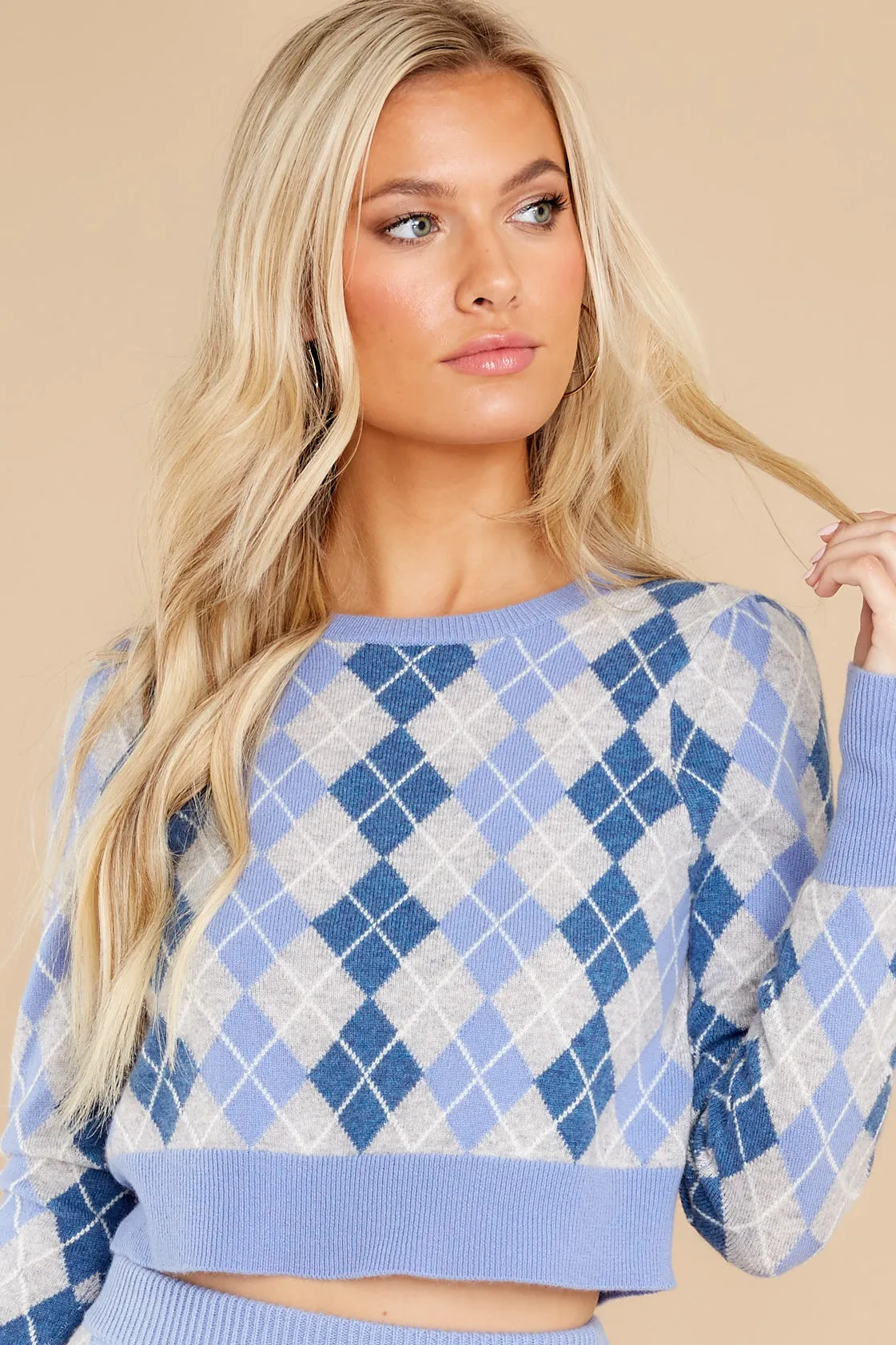 Glinda Light Blue Multi Cropped Pullover