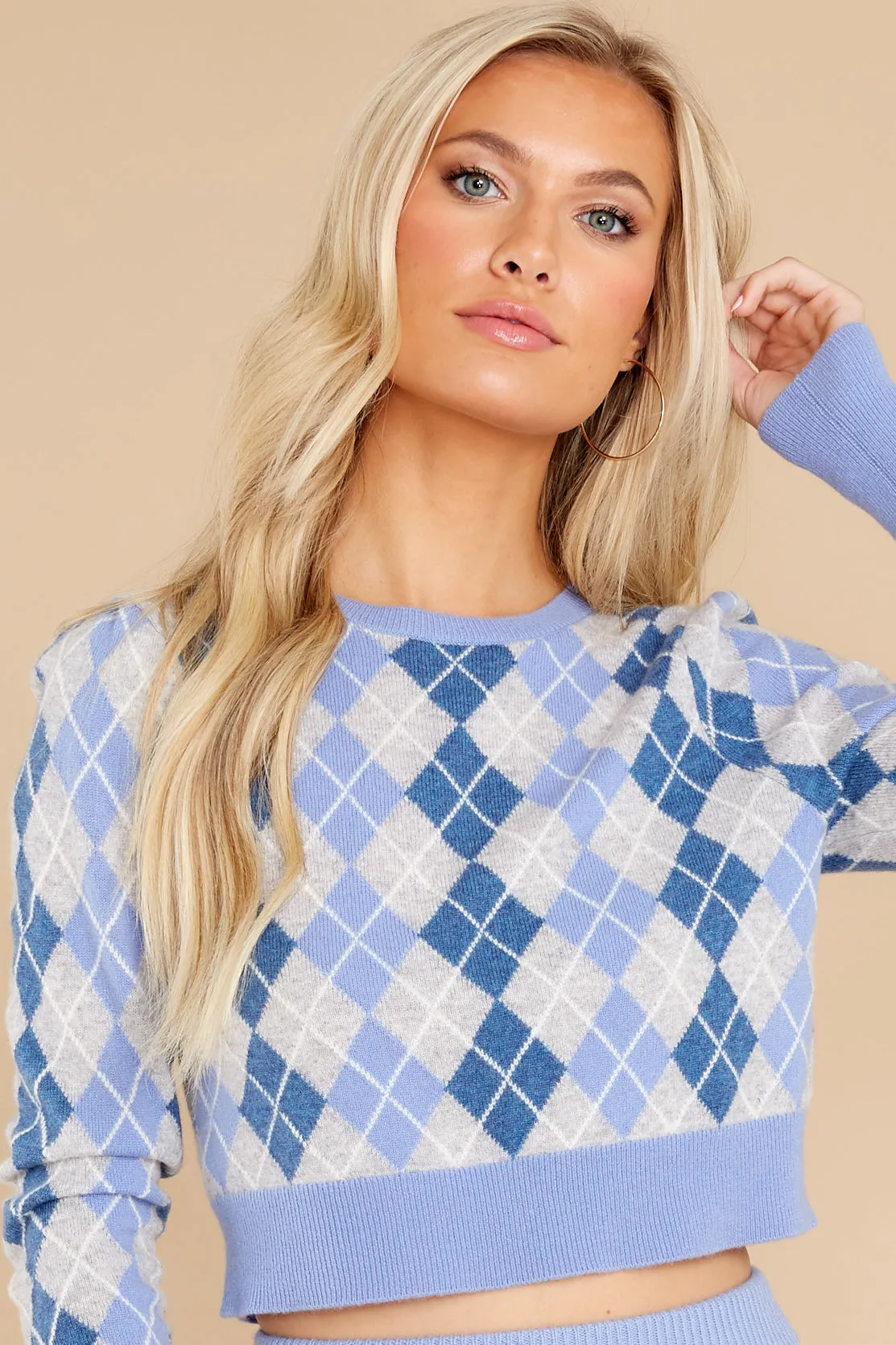 Glinda Light Blue Multi Cropped Pullover