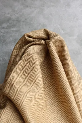 Golden Beige Herringbone Wool Coating