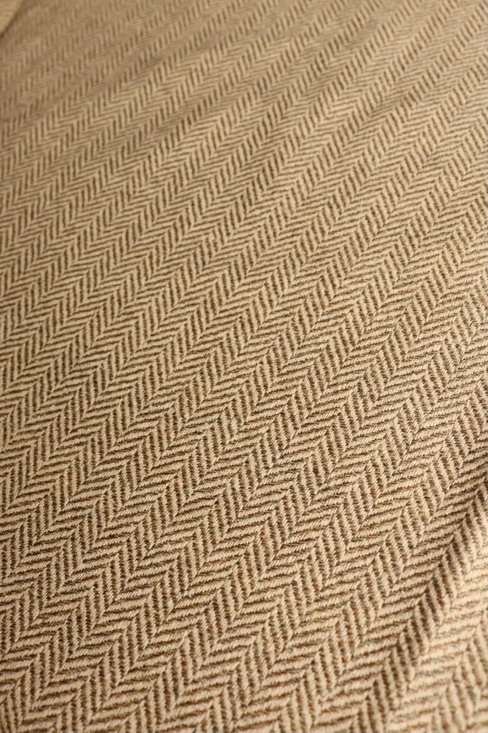 Golden Beige Herringbone Wool Coating