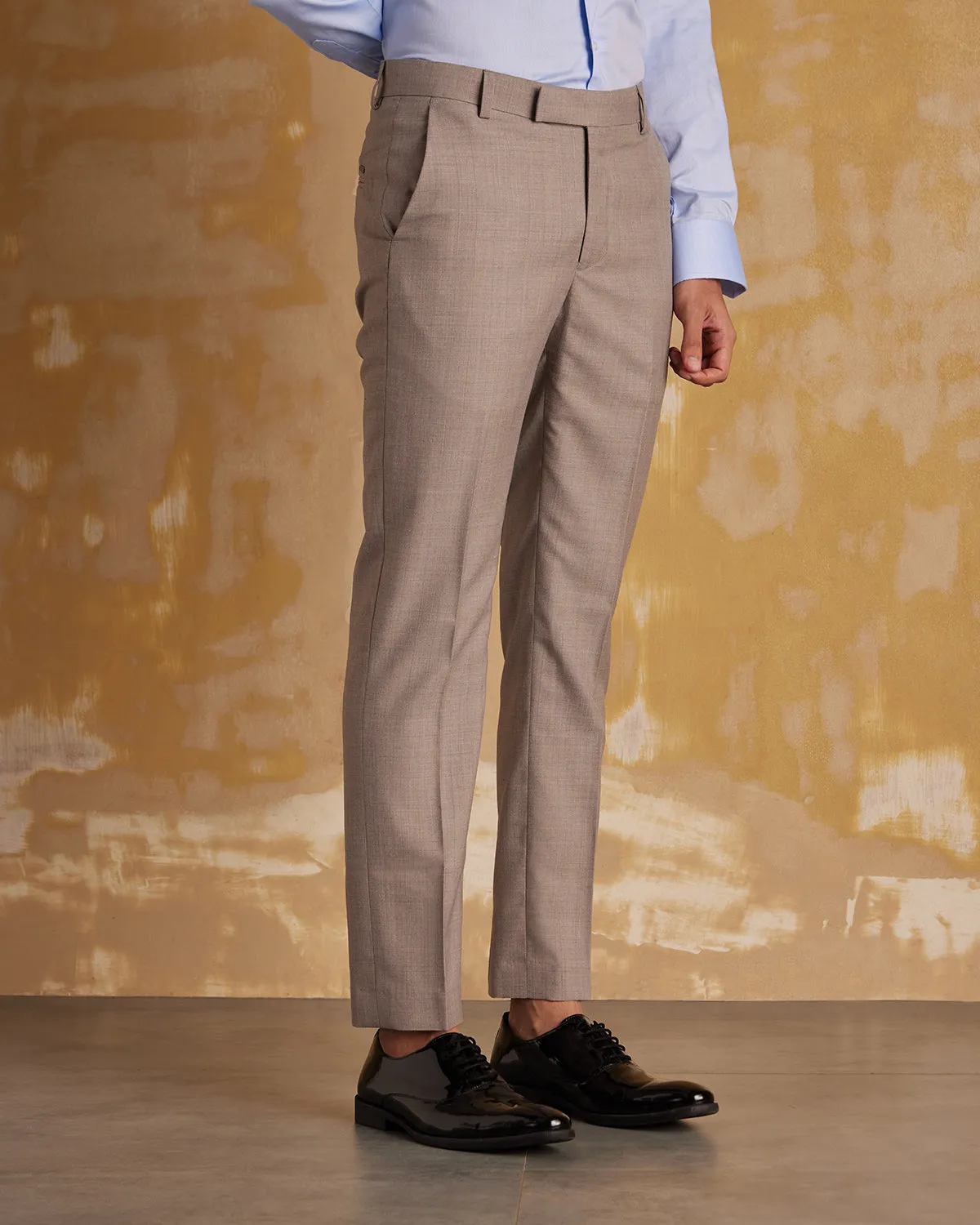 Grandeur Blended Wool Dress Pants - Beige