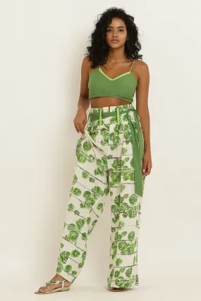 Green Rose High Waist Pants