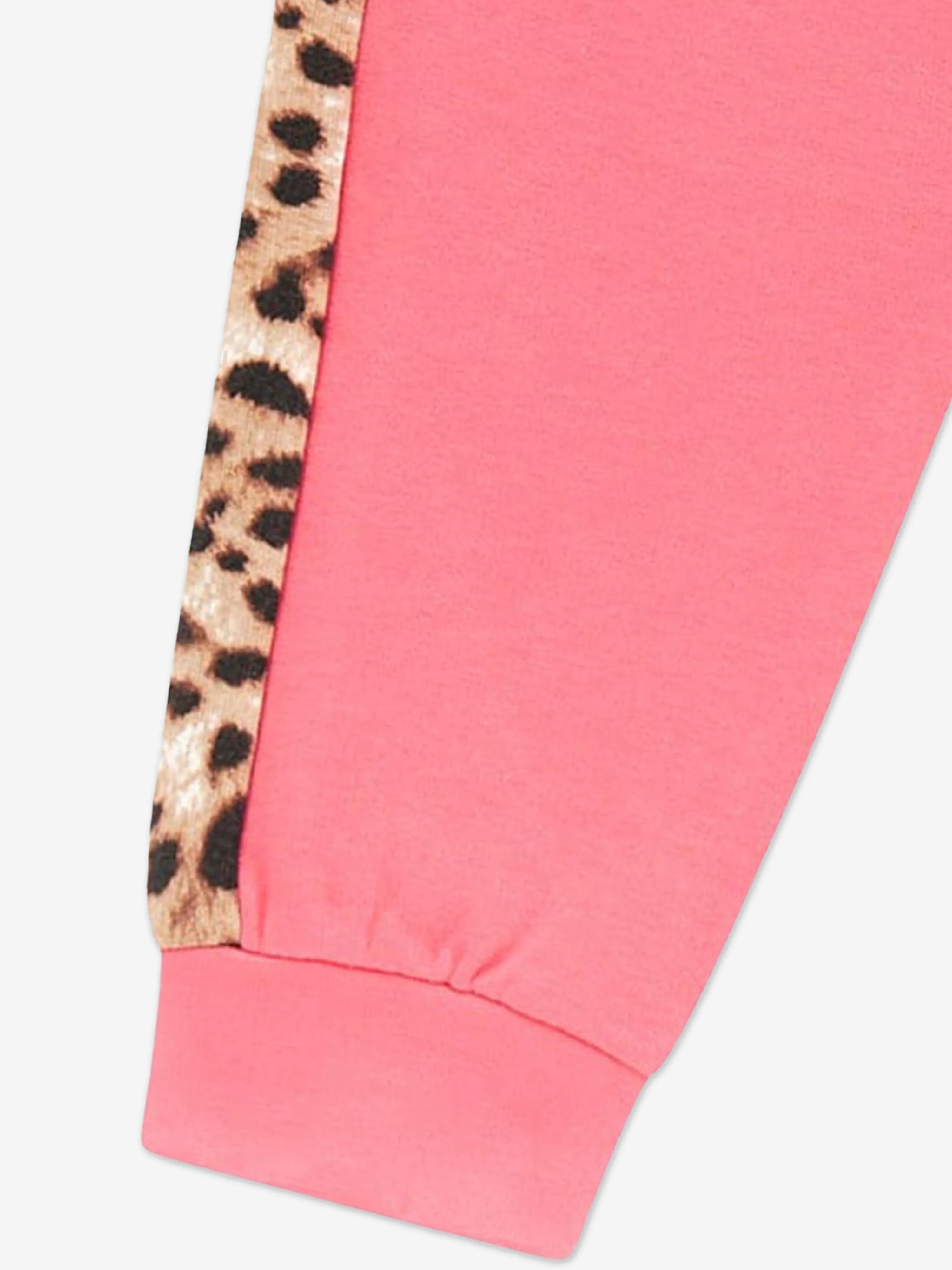 Guess Girls Leopard Trim Joggers in Pink