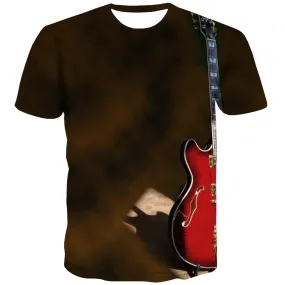 Guitar T-shirt Men Music Tshirts Casual Wooden Tshirts Novelty Metal Tshirt Anime