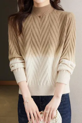 Half-high collar knitted base layer shirt with hidden pattern