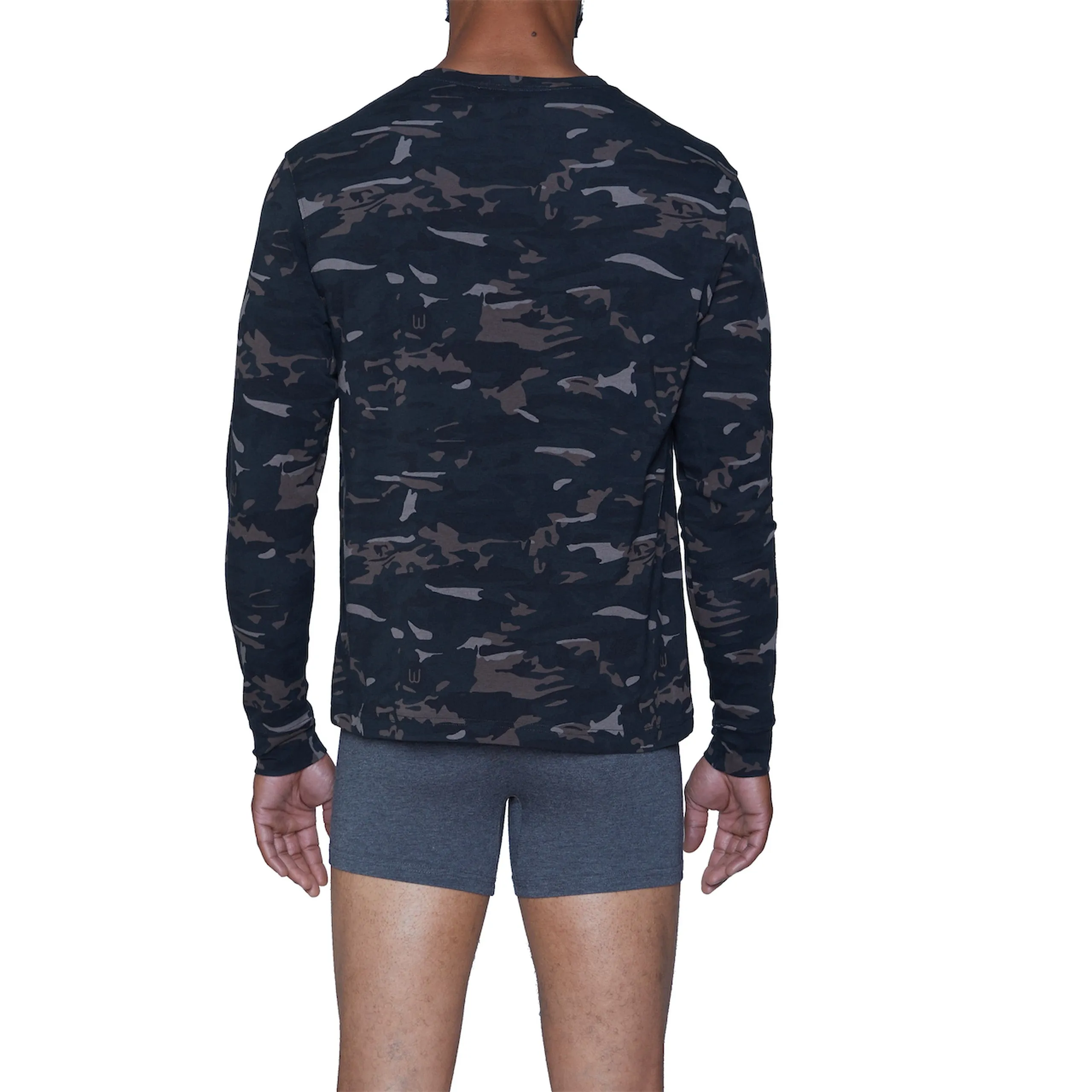 Henley Lounge Shirt in Forest Camo by Wood Underwear