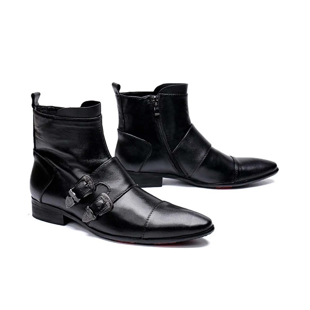 High Top Zip Boots Monk Strap Captoe