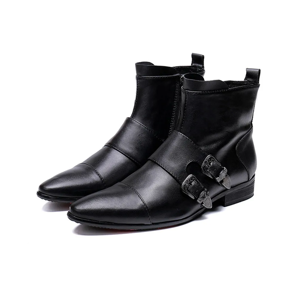 High Top Zip Boots Monk Strap Captoe