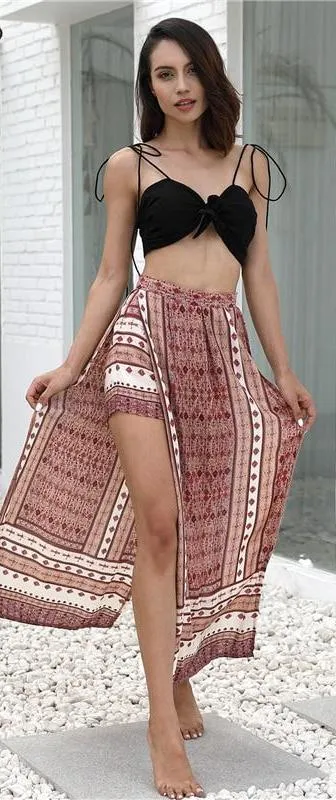 HIGH WAIST BOHEMIAN SUMMER MAXI SKIRT / PANTS