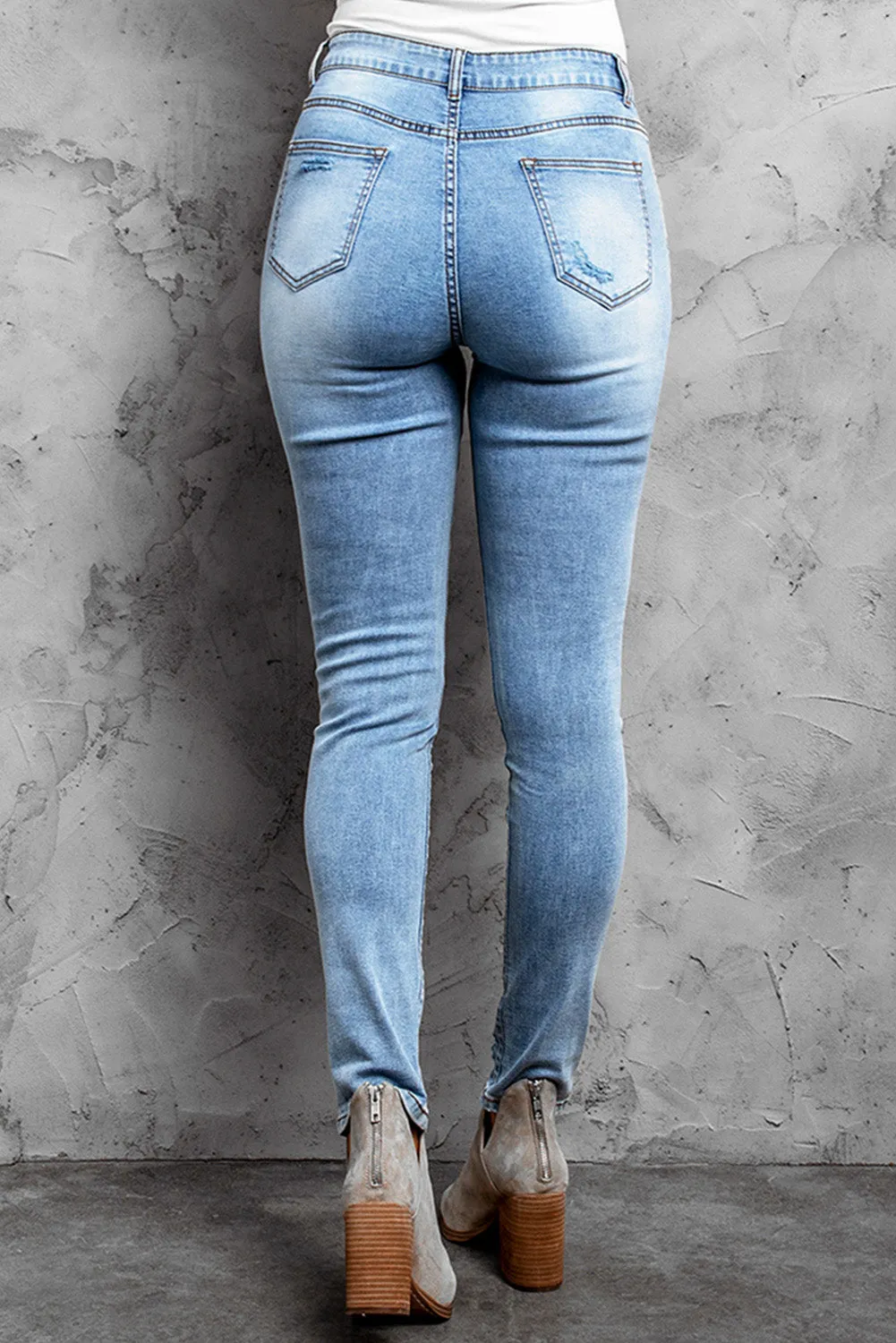 High Waist Distressed Skinny Jeans