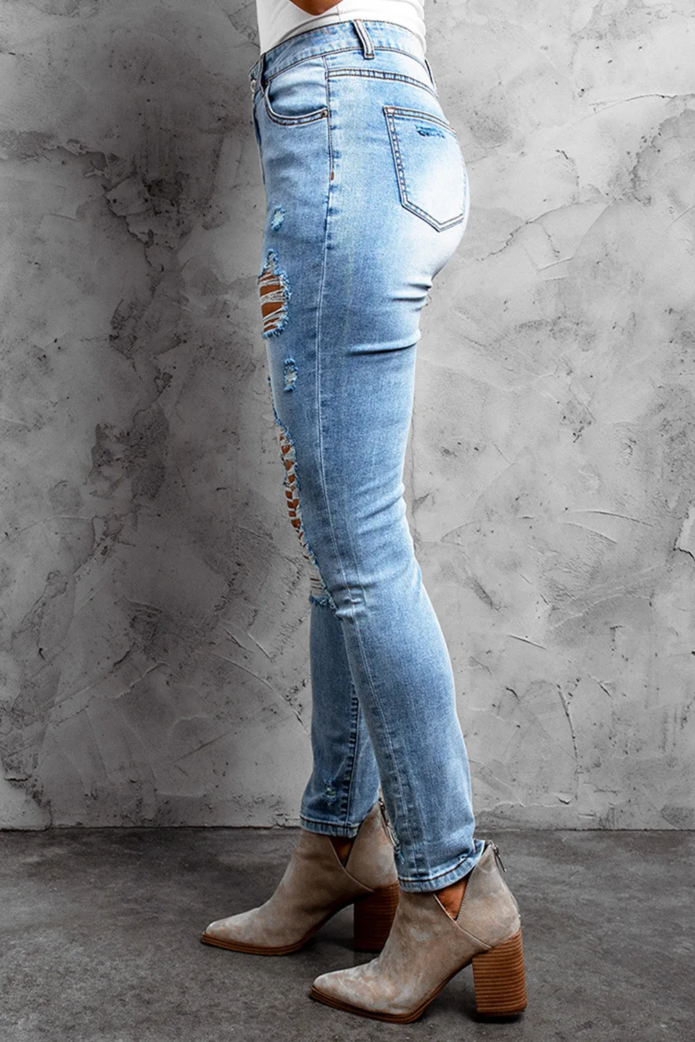 High Waist Distressed Skinny Jeans