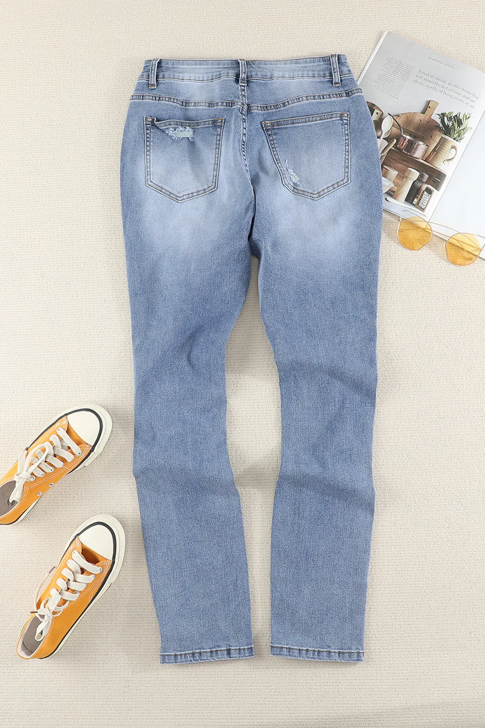 High Waist Distressed Skinny Jeans