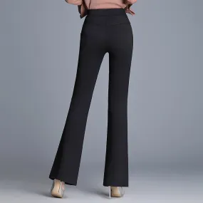 High Waist Flare Long Pants Drape Leg Women Slim Look Suits Stretchable Casual Pants