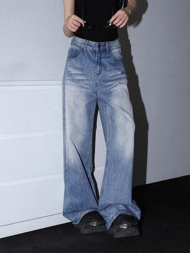 High Waist Jeans Women Y2k Vintage Baggy Straight Wide Leg Denim Pants