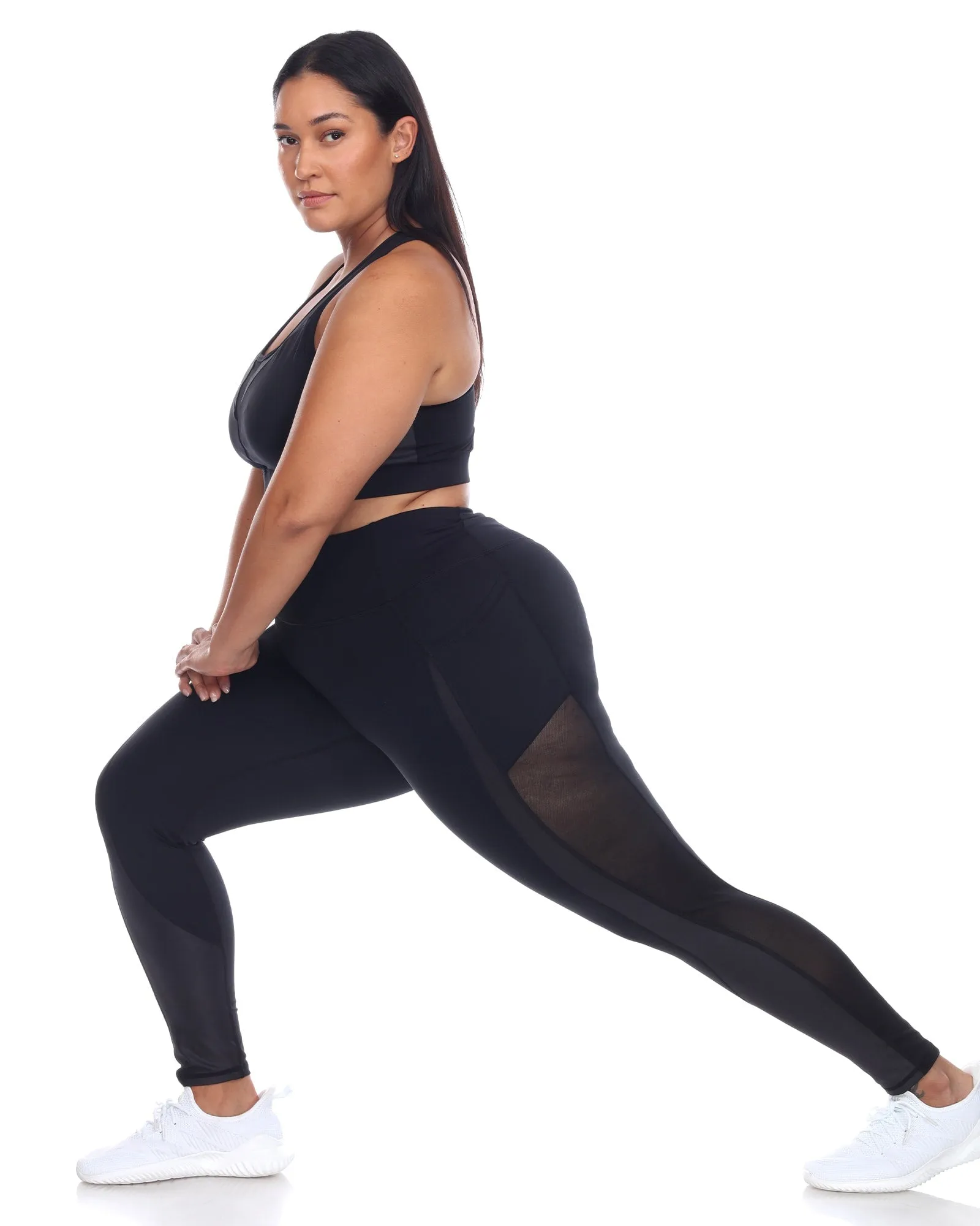 High-Waist Mesh Fitness Leggings | Black