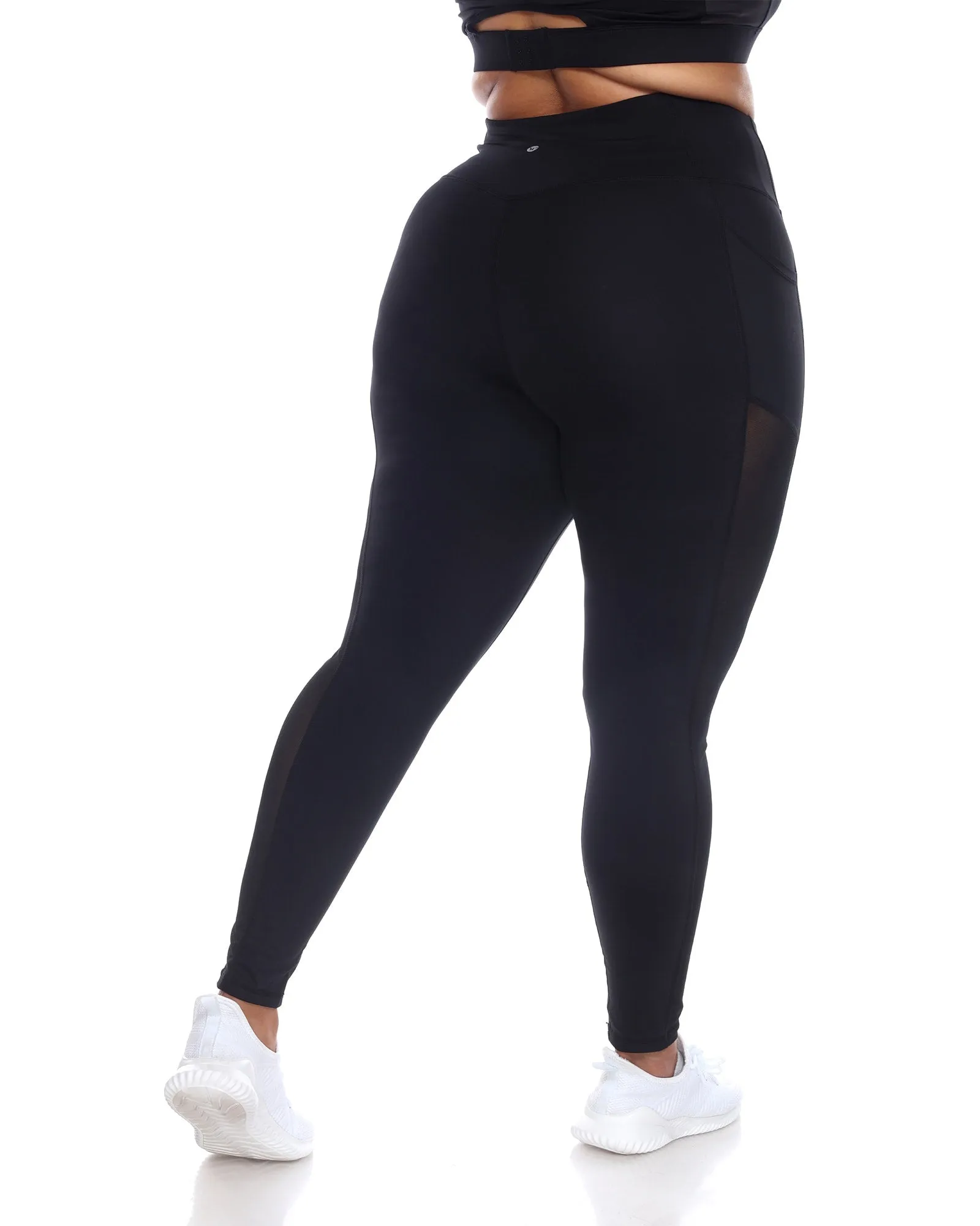 High-Waist Mesh Fitness Leggings | Black